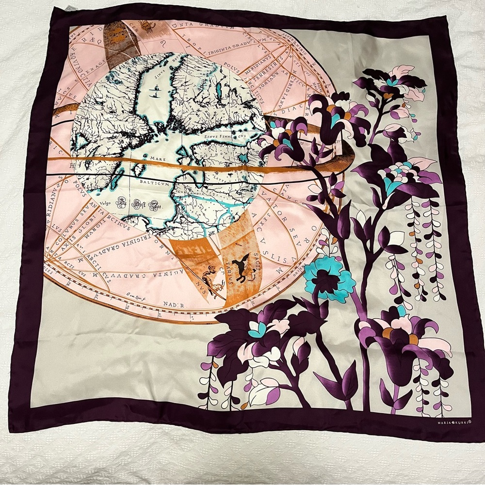 Marja Kurki Silk Scarf, 100% Pure Silk 34” Square